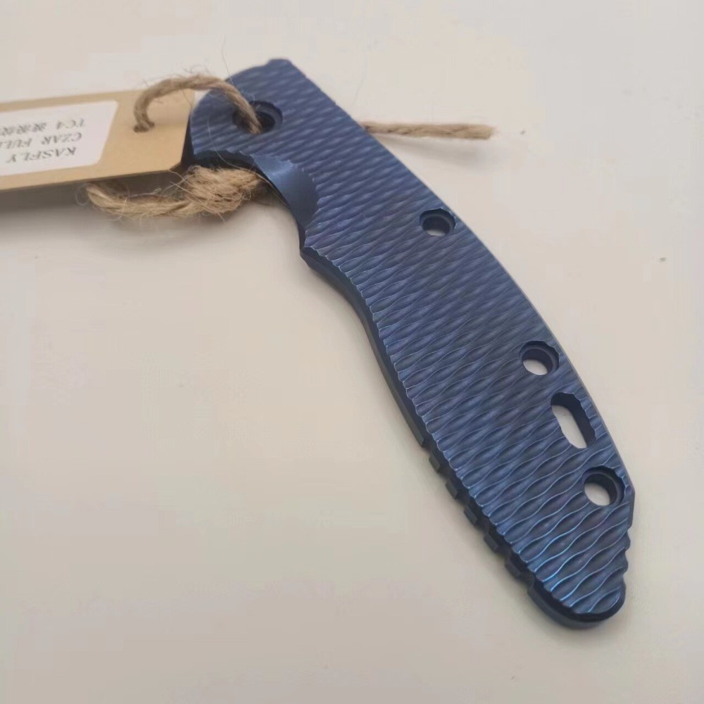 Blue Wave Pattern TC4 Handle Scale for Rick Hinderer XM18 3.5”