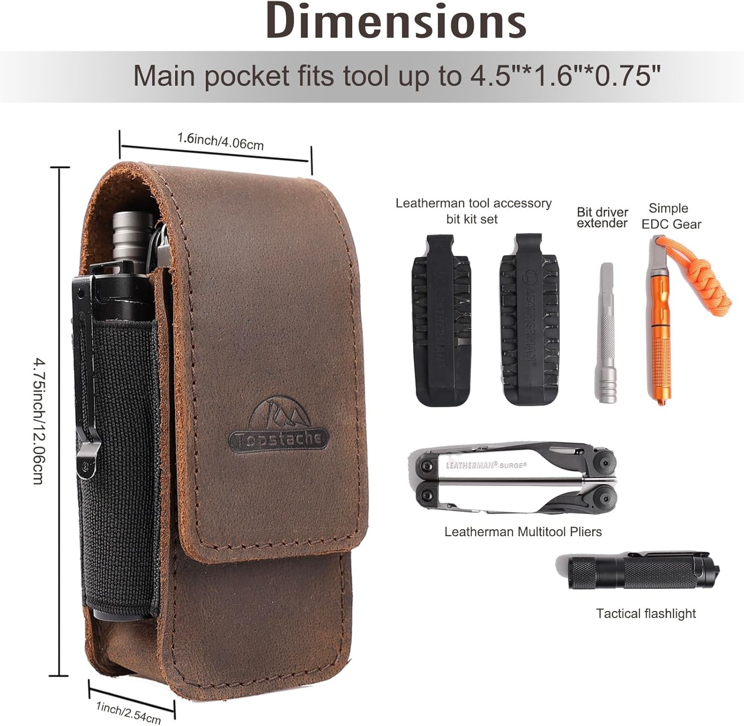 Topstache Multitool Sheath for Men – Belt Leather Multitool Holster – EDC Belt O