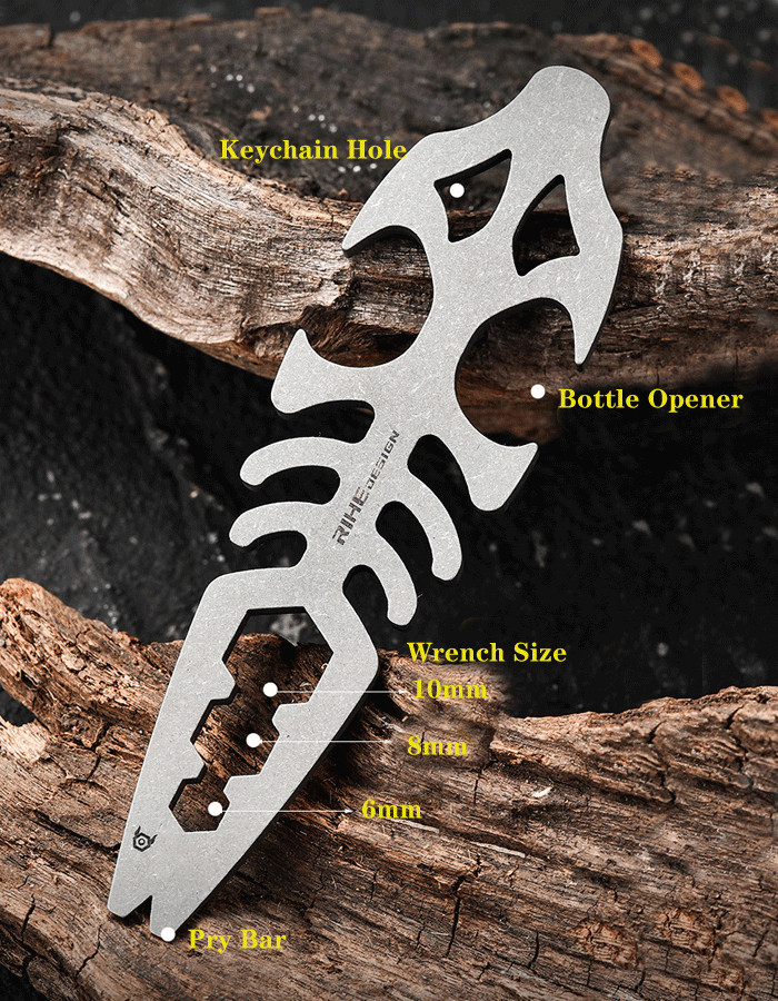 Outdoor Titanium Pry Bar Crowbar Bottle Opener Wrench EDC Portable Multi Tools