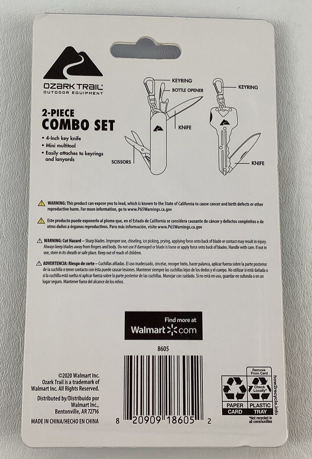 Ozark Trail Outdoor Equipment 2 Piece Combo Set Keyring Knife Mini Multitool New