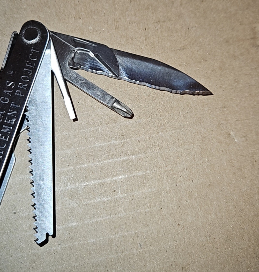 Vintage Leatherman Super Tool Pat Pend Has Columbia Gas Engraved On Side