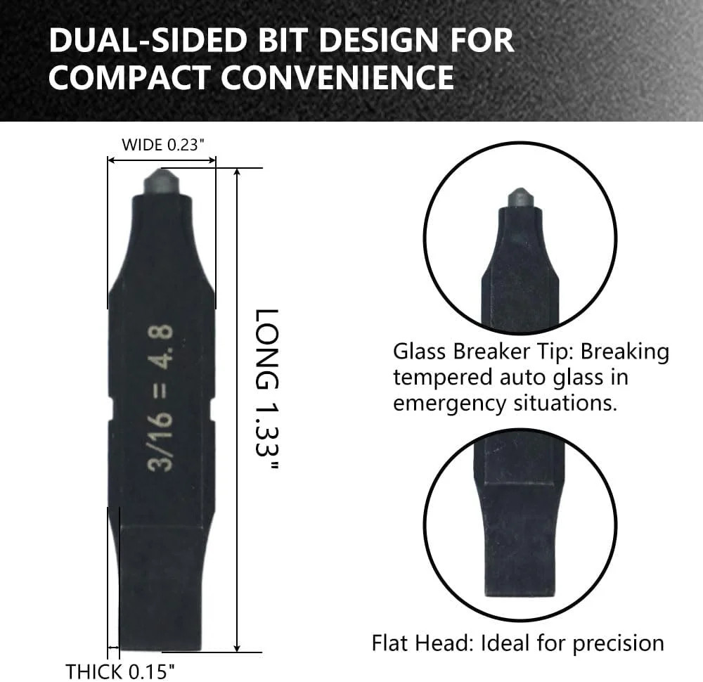 3Pack Glass Breaker Bit Set for Leatherman, Replacement Double-Ended Flat Screwd