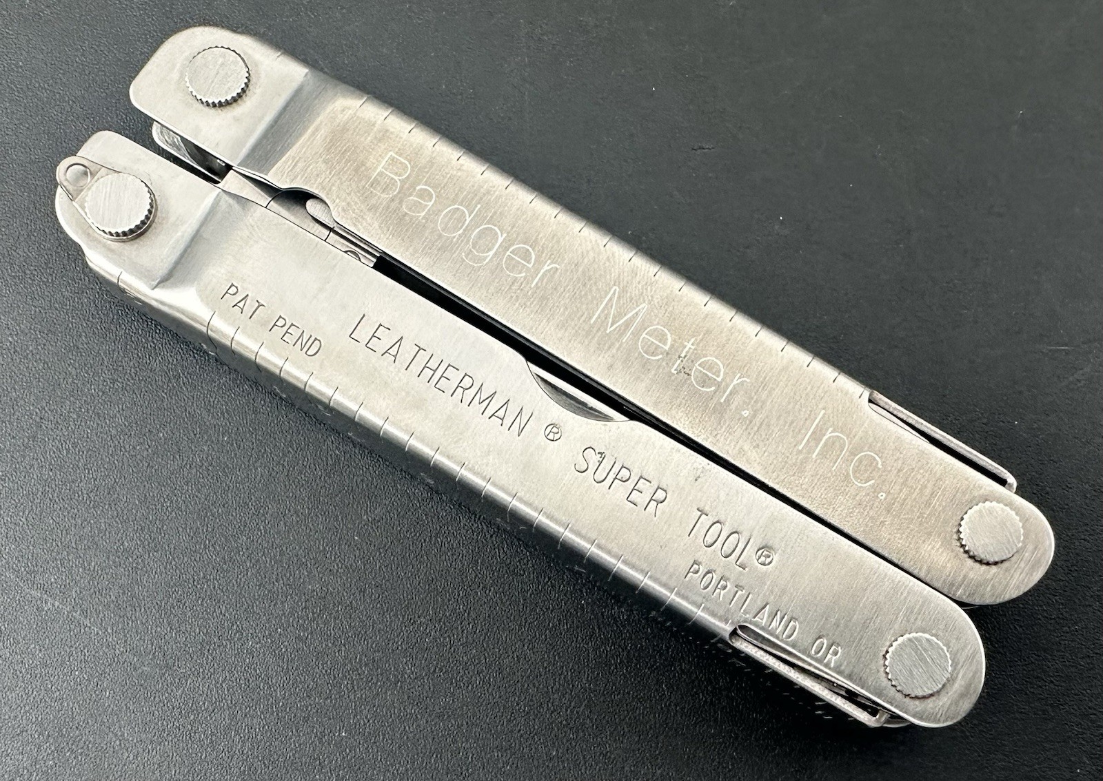 Original Leatherman Super Tool Sheath Box Portland Oregon Pat Pend Badger Meter
