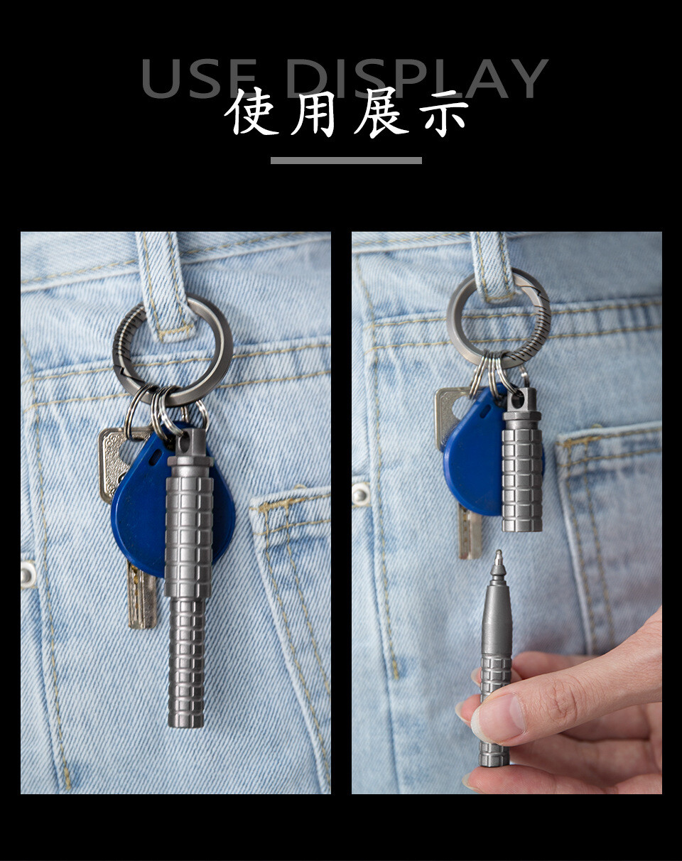 Titanium Alloy Mini Pocket Pen Outdoor EDC Tool Portable Keychain Ballpoint Pen