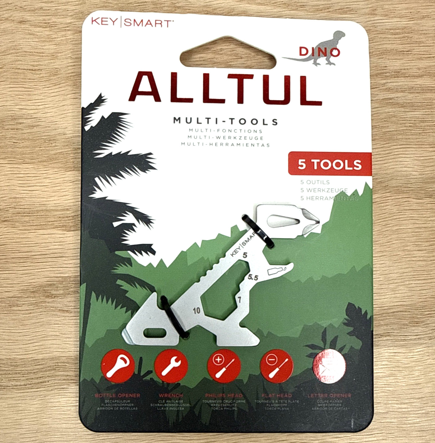 KeySmart AllTul Dino Multi-tool for Keyring or Wallet – Stainless Steel (NEW)