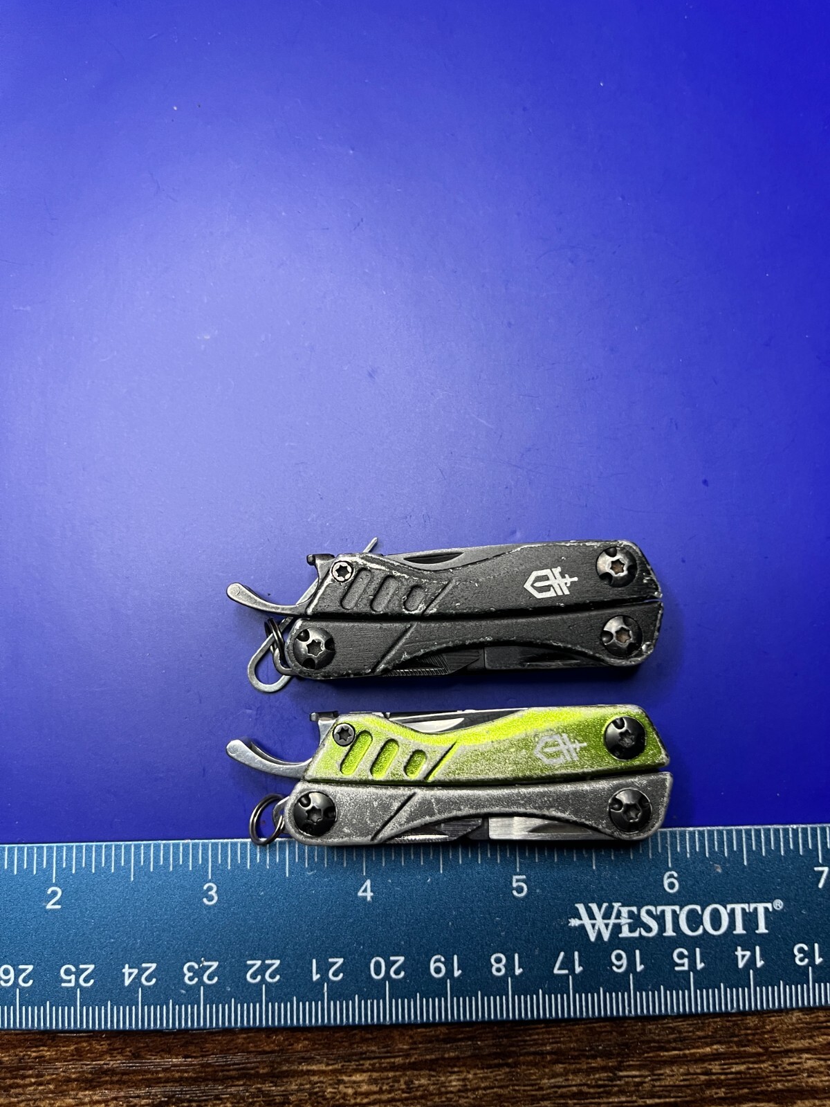 Lot of 2 Gerber Dime Multi-Tools Small Keychain Pliers Knife File Scissors