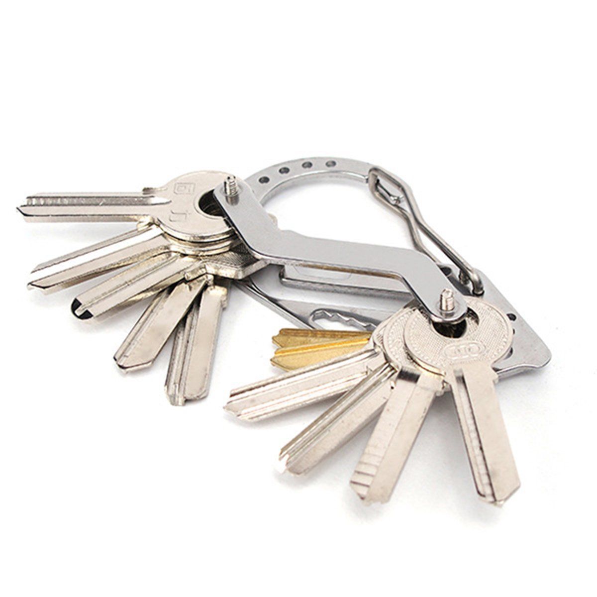 Stainless Multi Tool EDC Pocket Survival Carabiner Screwdriver Keychain Wrench