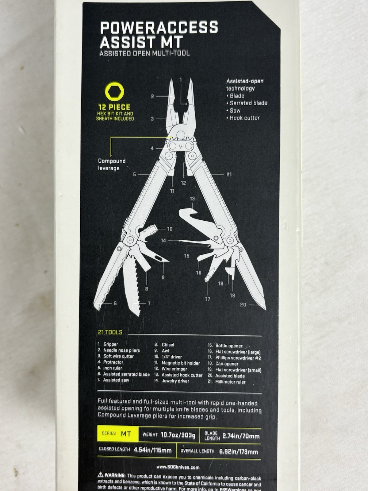 SOG PA3001-CP Power Access Assist Multi-Tool, Stone Washed