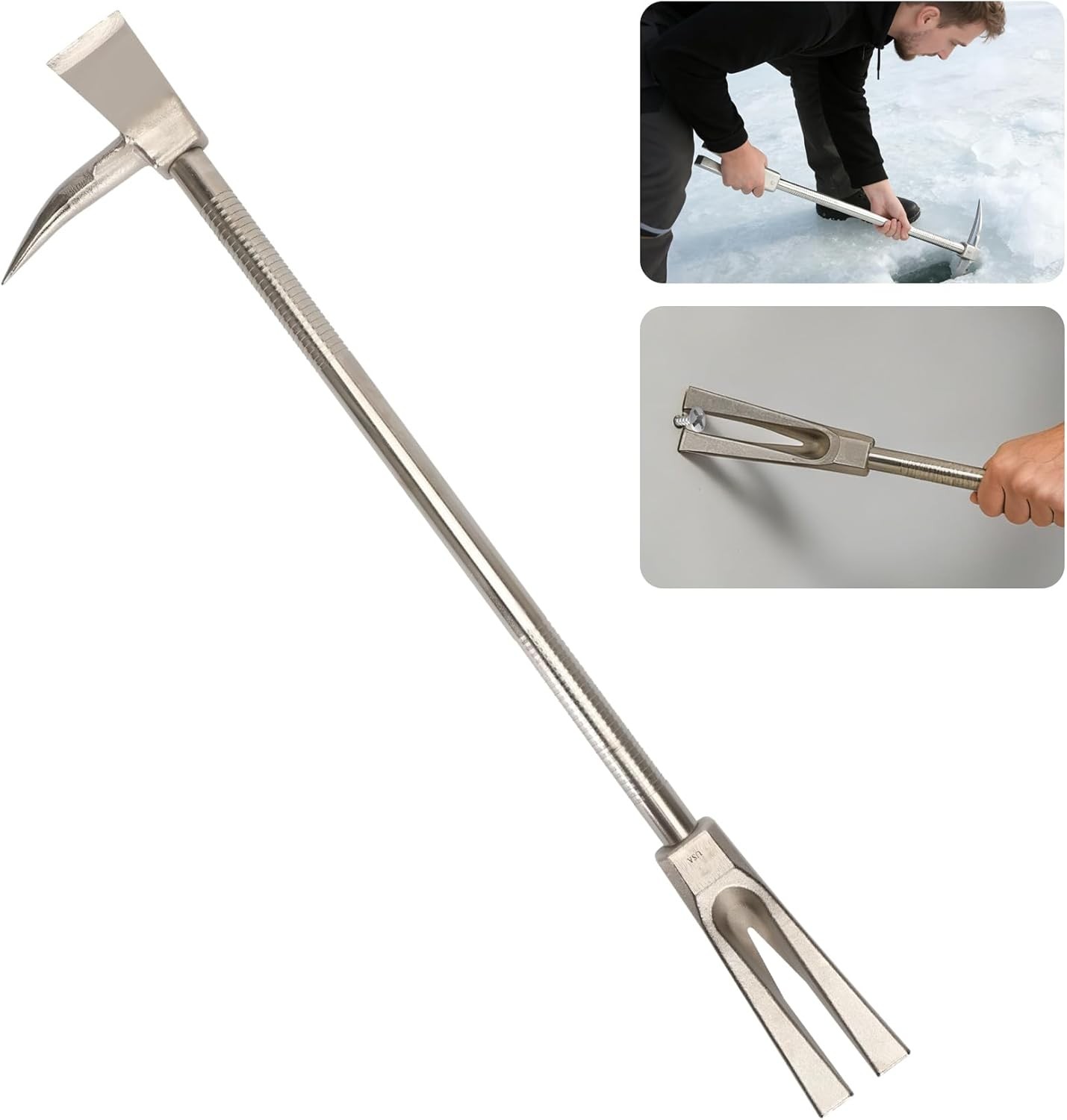 30-Inch Steel Halligan Bar Firefighter Forced Entry Tool, Heavy Duty Emergency