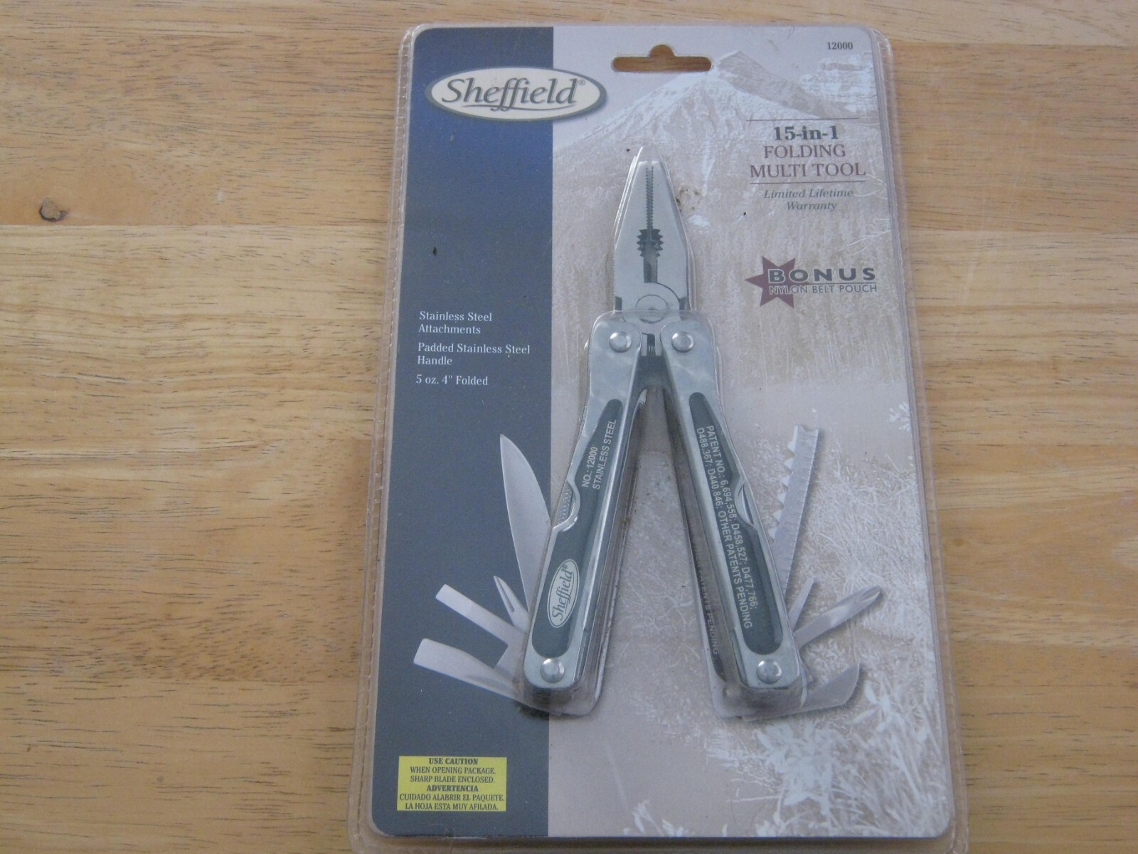 Sheffield 15-In-1 Folding Multi Tool 12000 with Nylon Belt Pouch NEW