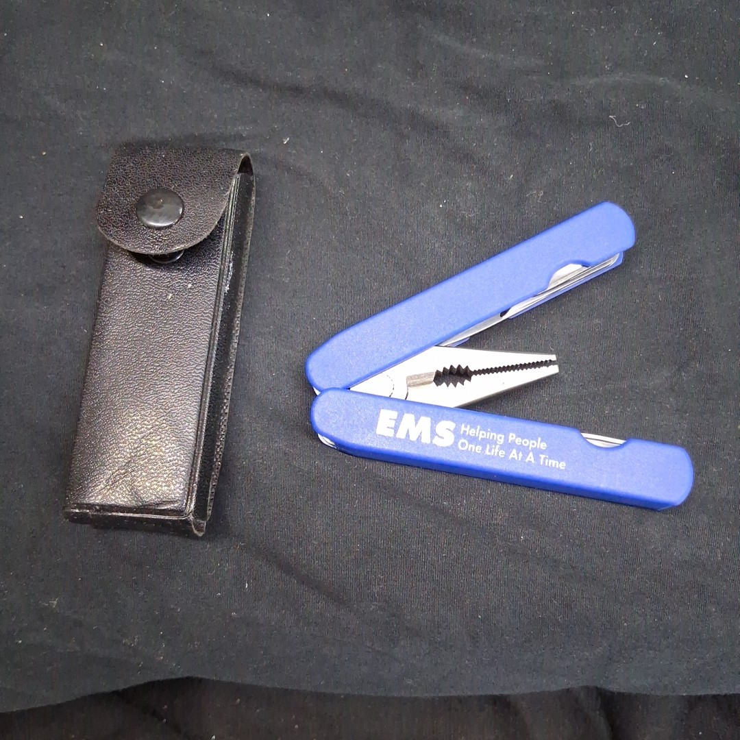 Vintage EMS Advertising 4″ Blue Needle Nose Pliers Multi-Tool & Case