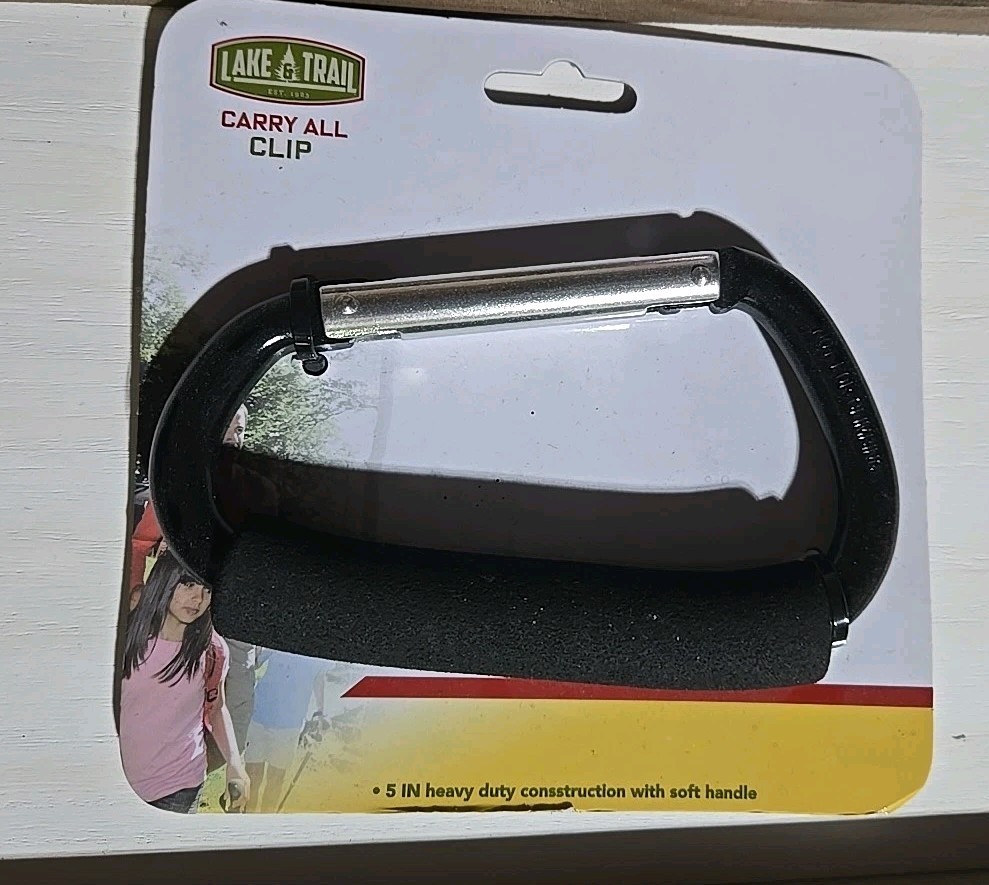 Carry ALL CLIP BY Lake And Trail 5 Inch, HEAVY DUTY WITH SOFT HANDLE, Black
