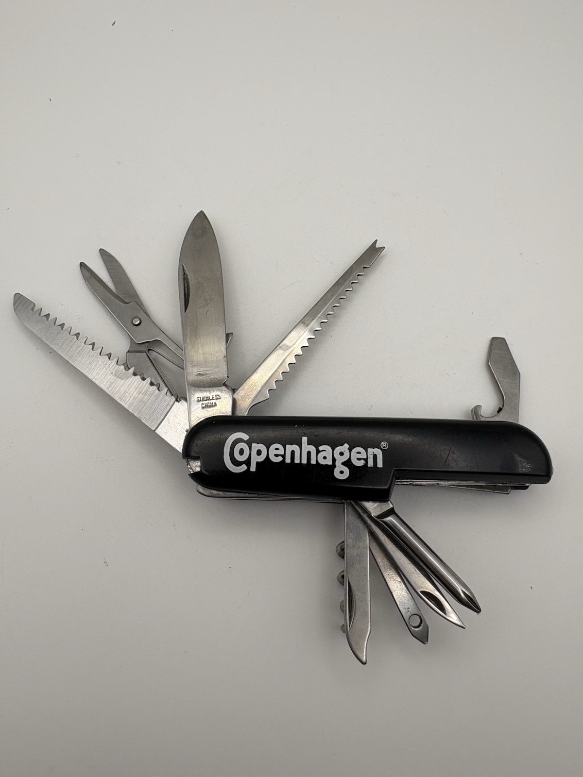 Vintage Copenhagen Snuff Multi Tool Pocket Knife Swiss Army Style Folding Knife