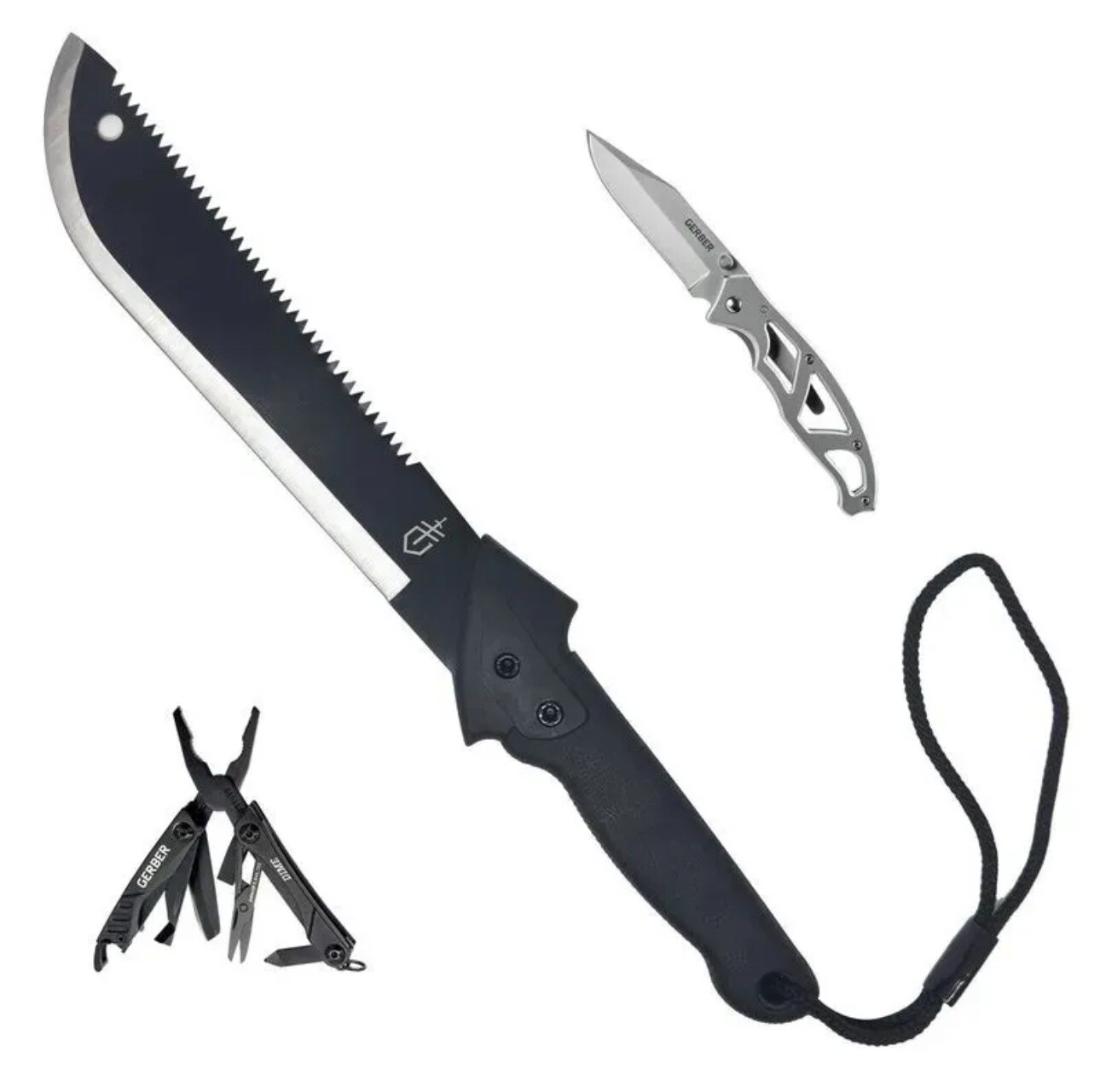Gerber Trail Series Kit-3-in-1 Gator Machete Jr Paraframe & Dime Multi-tool New