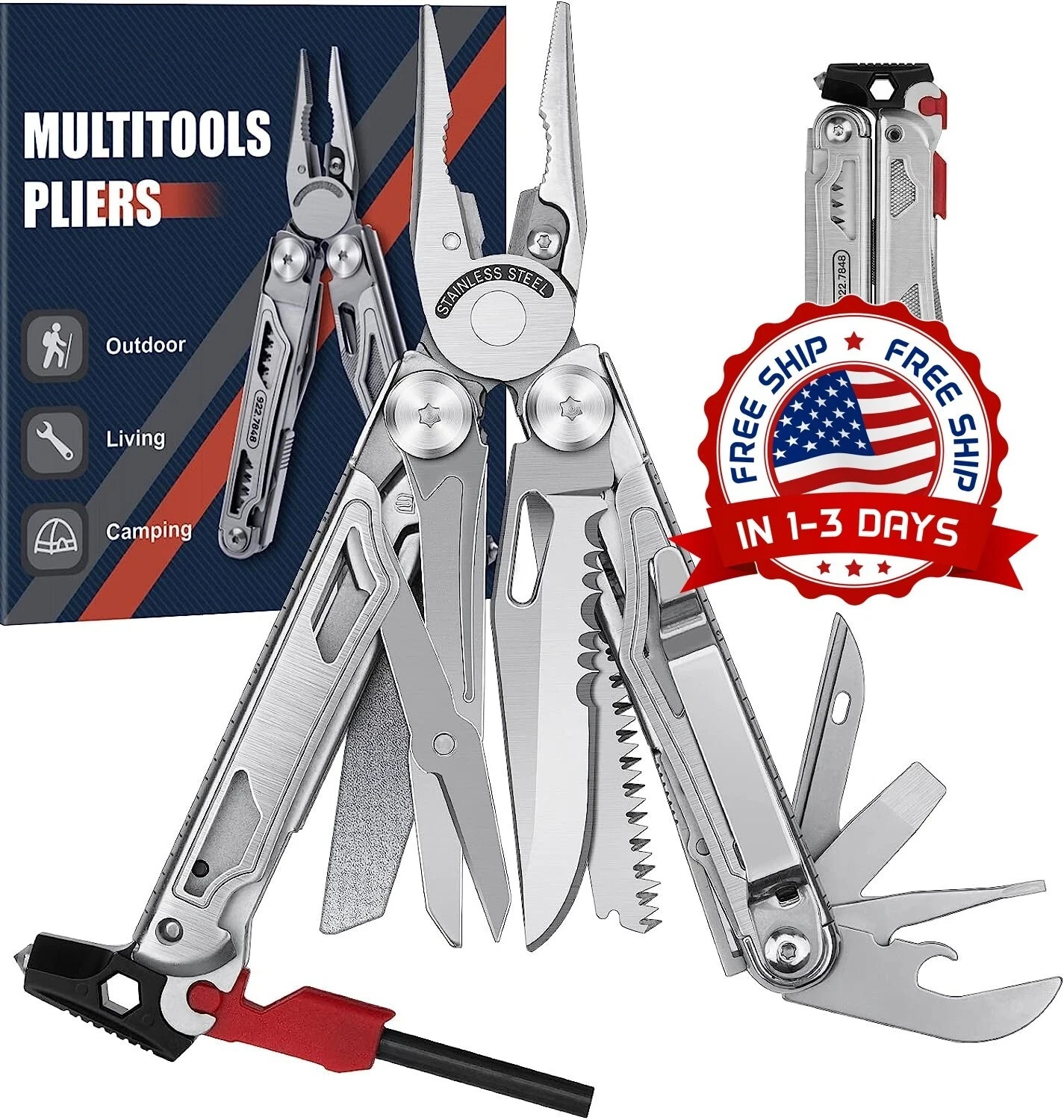 Cuchillo Herramienta Multiuso Navaja Pinza Destornillador Alicate De Bolsillo US