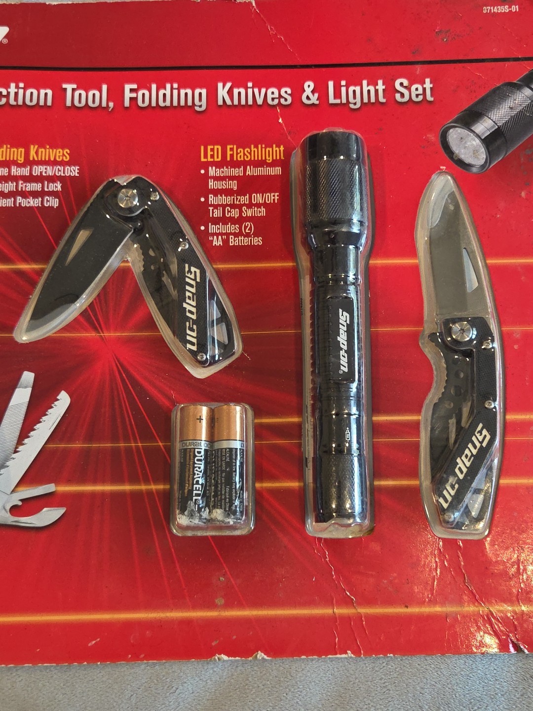 4-Piece Snap-On Multi Tool Set with 2 Knives, Flashlight, & 13 In 1 Multi Tool