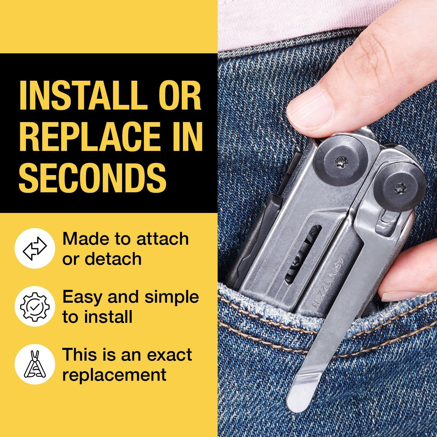 [2-Pack] Stainless Steel Pocket Clip – Perfect Fit For Leatherman Signal Multi-T