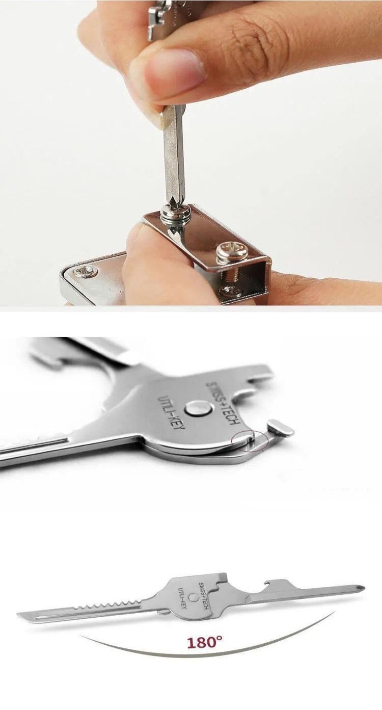 EDC 6 in 1 Multi-functional Stainless Utili-Key Key Ring Pocket Opener Keychain