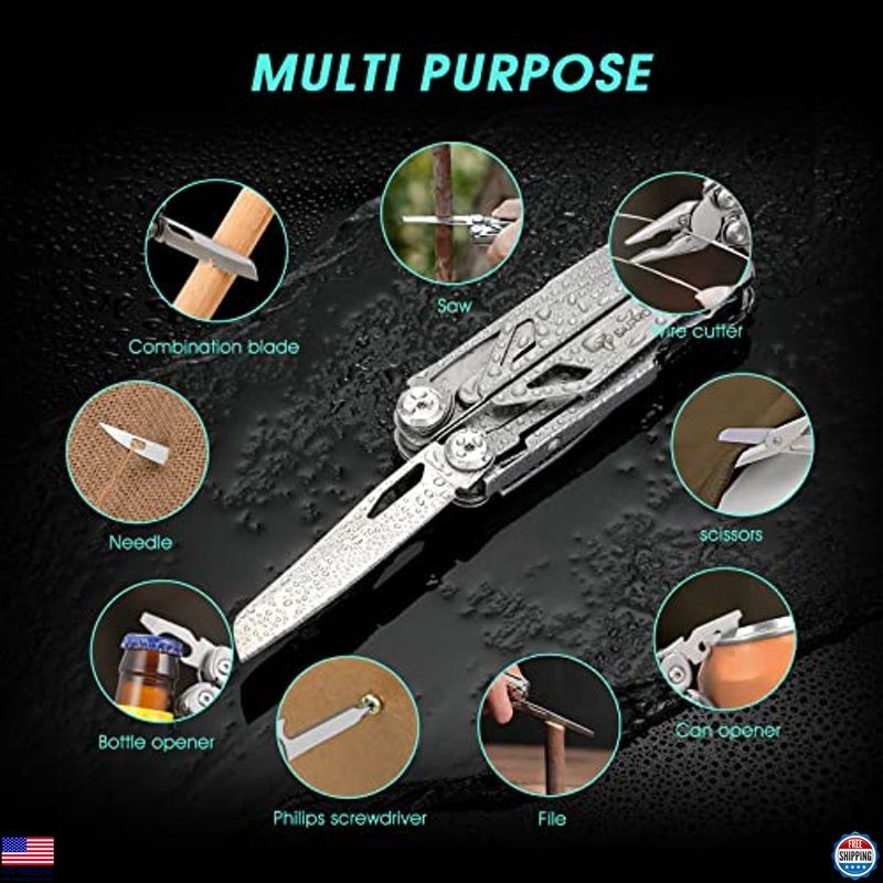 Tactical Multitool Pocket Knife for Men – Versatile Tool with Scissors, Saw,