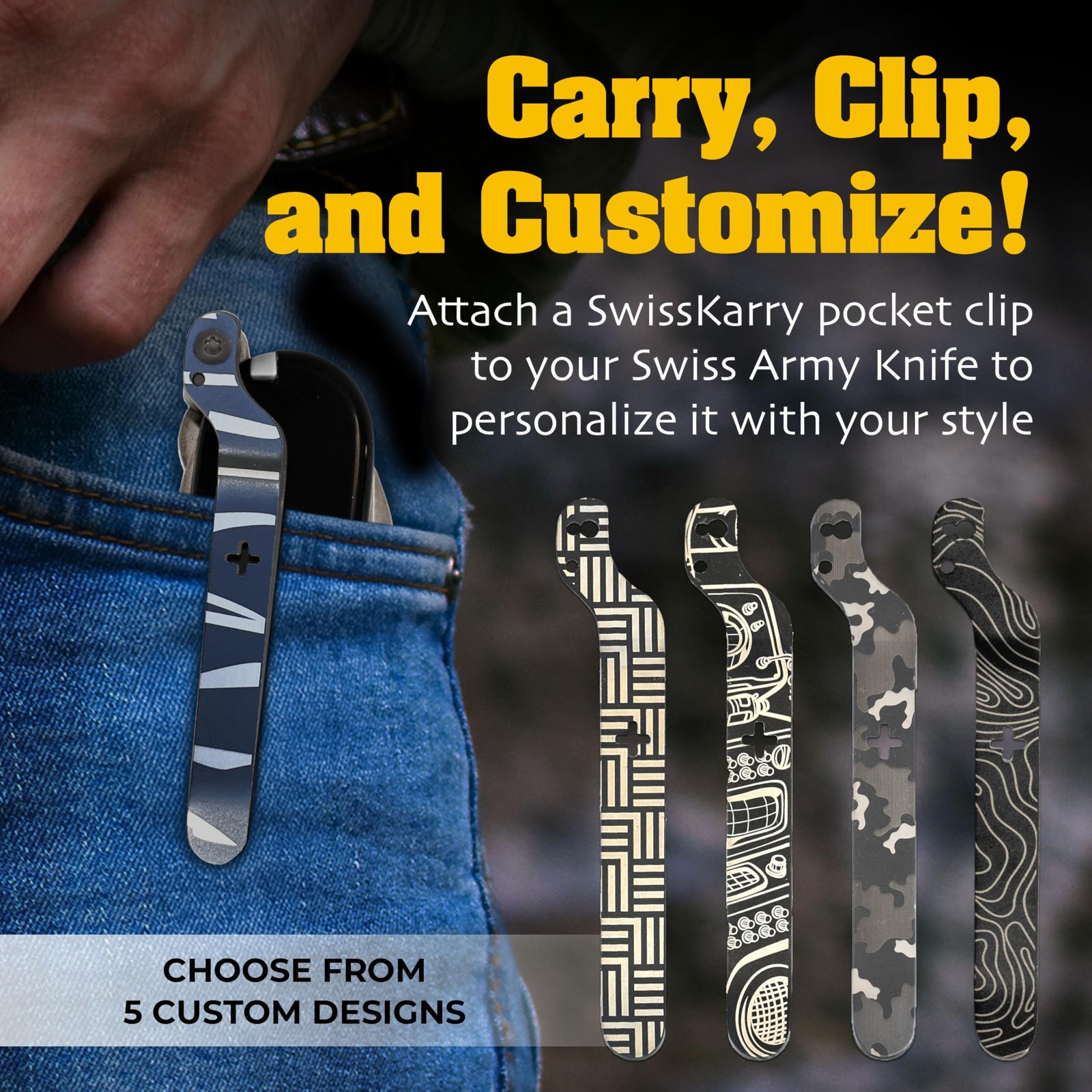 Clip for 91mm Victorinox Swiss Army Knife Models Zeb Black 5 Custom Designs
