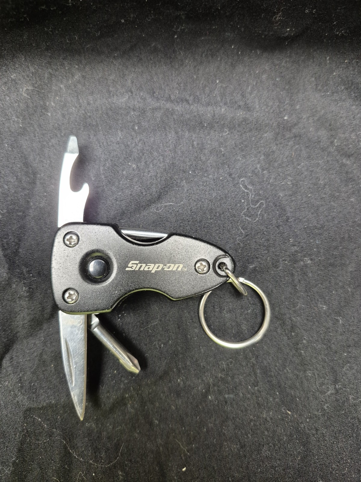 Snap-On Multi Tool Function Keychain Knife Black Bottle Opener