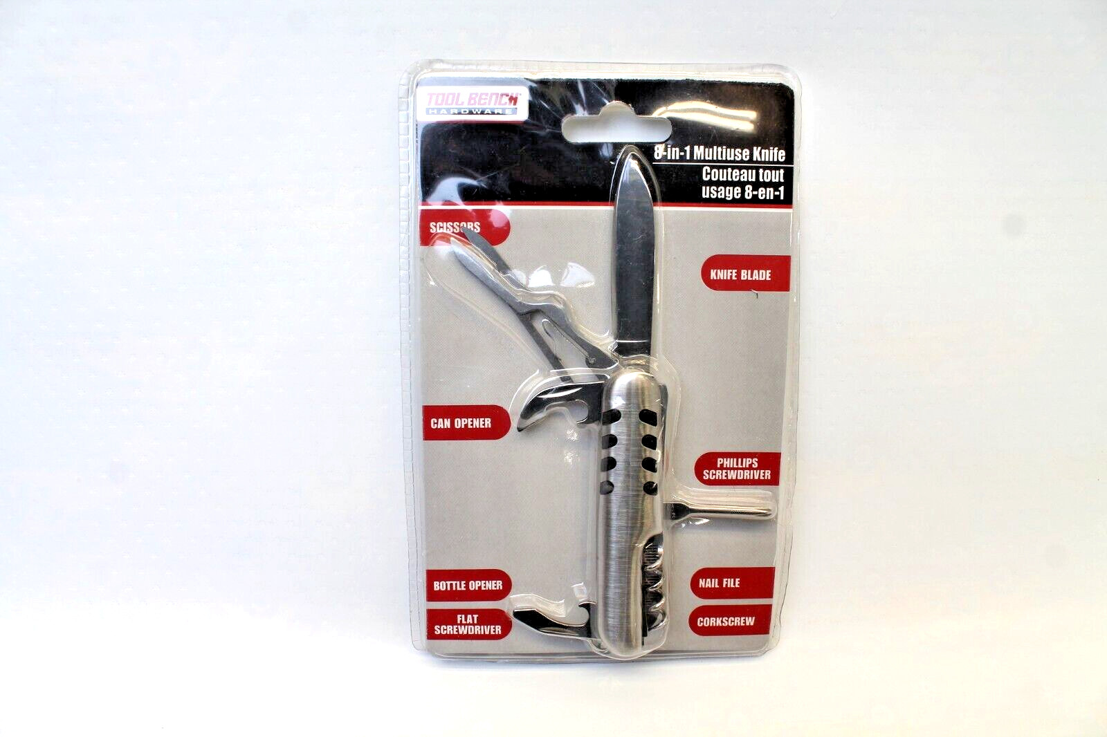 Multitool Multi Use Knife – Scissors, Can Opener, Nail File, Flat Screwdriver
