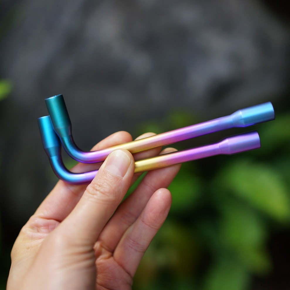 Gradient Rainbow Anodized TC4 Titanium Alloy L Shape Hex Wrench Tool 1/4 Inch