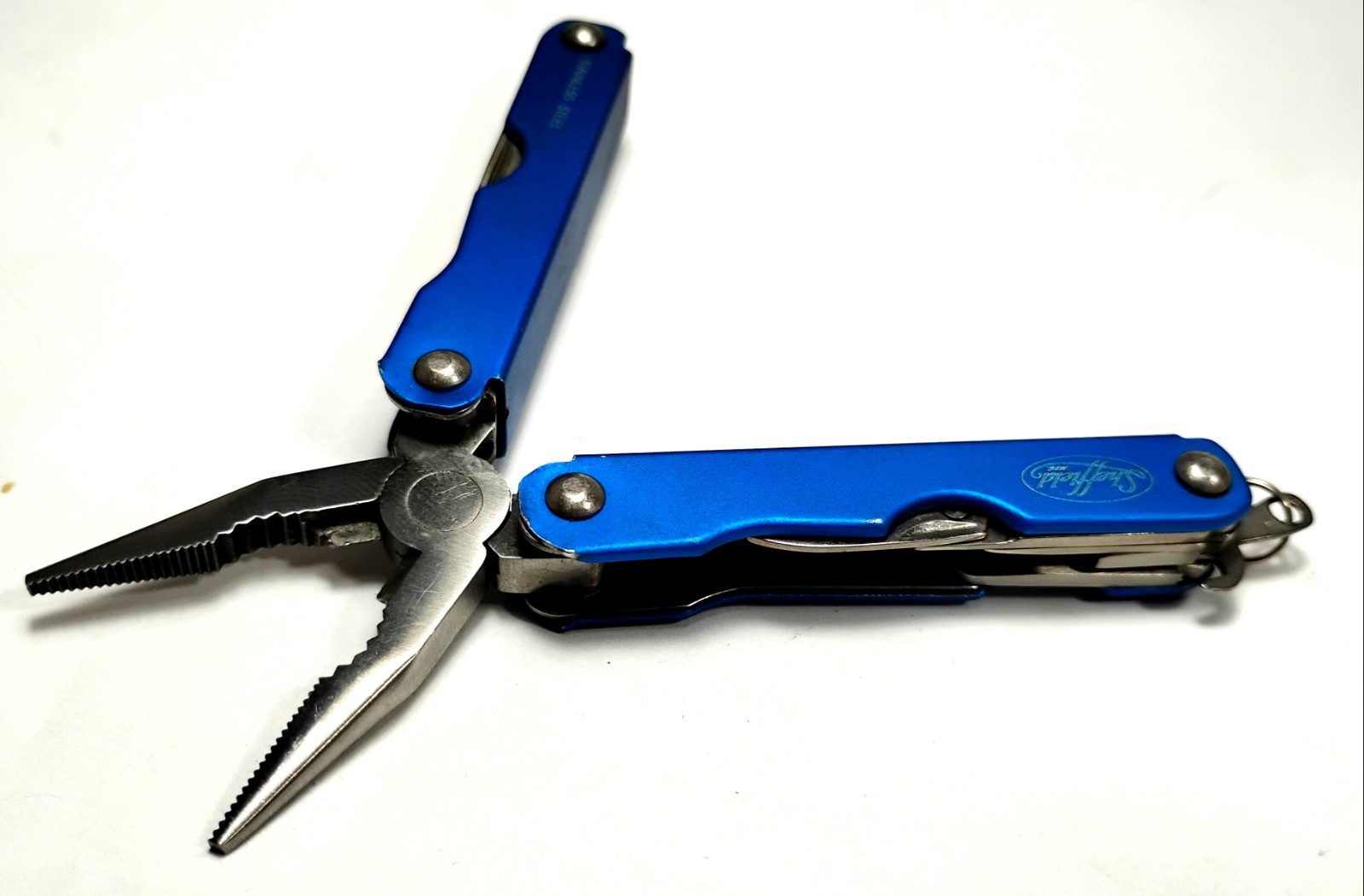 Sheffield Multitool Blue Handle Pliers Sissors, nail file, knife– Near Mint