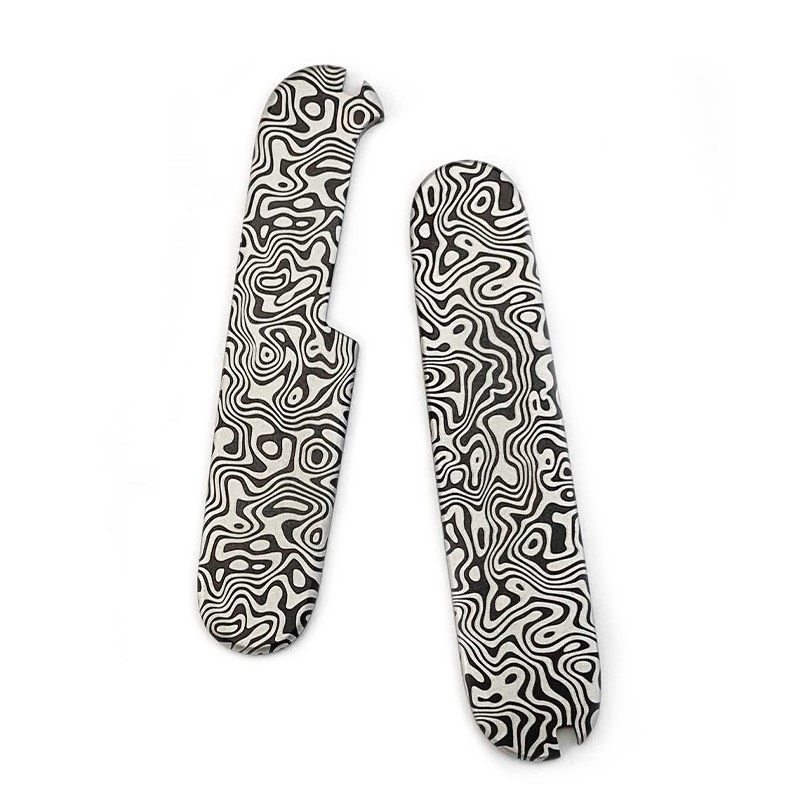 Fits Victorinox 91mm Swiss Army Knife – Damascus Titanium Scale Set, 64g Ultra-L