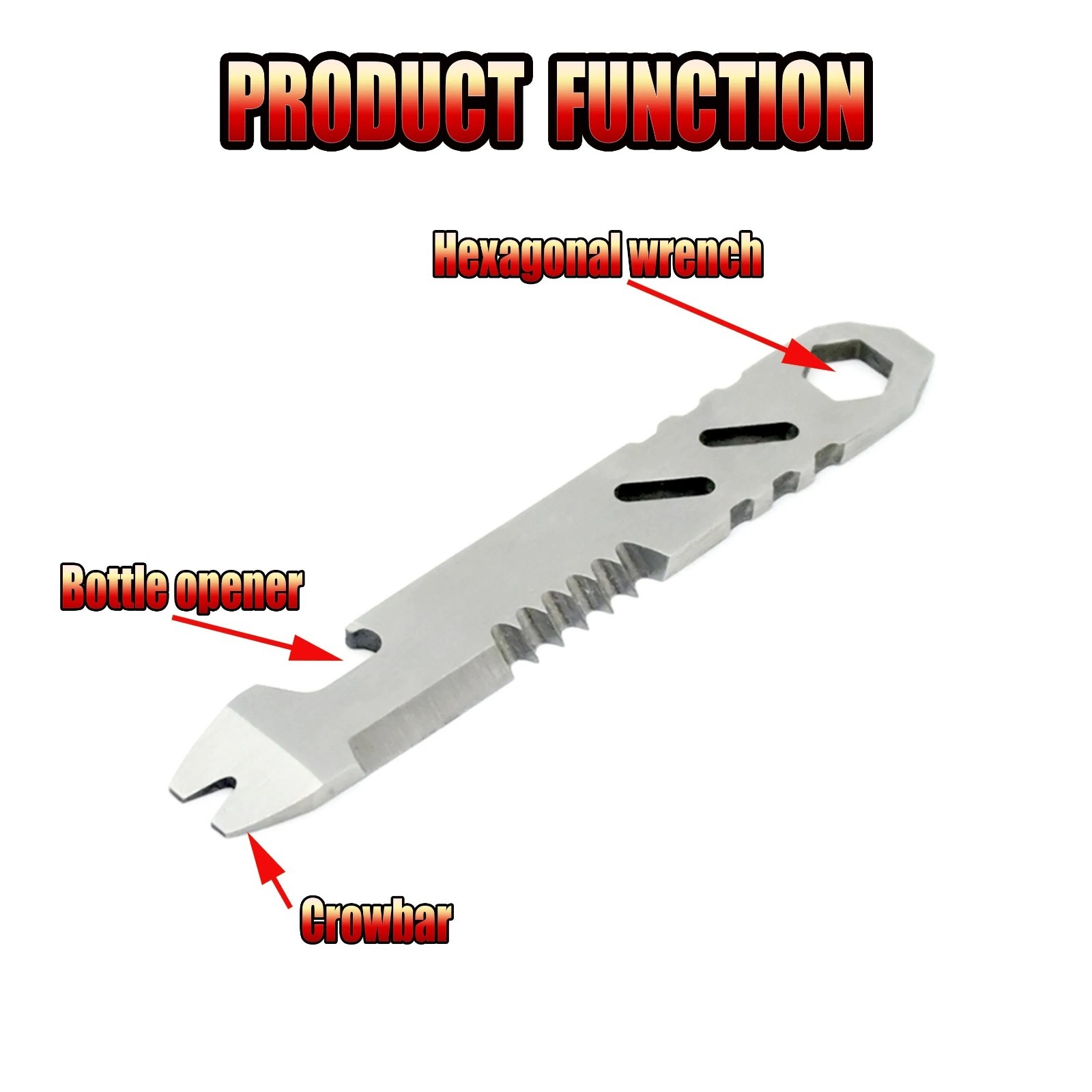 1 Pcs Mini Stainless Steel Crowbar, Multi-function Wrench Magnesium Rod Scraper