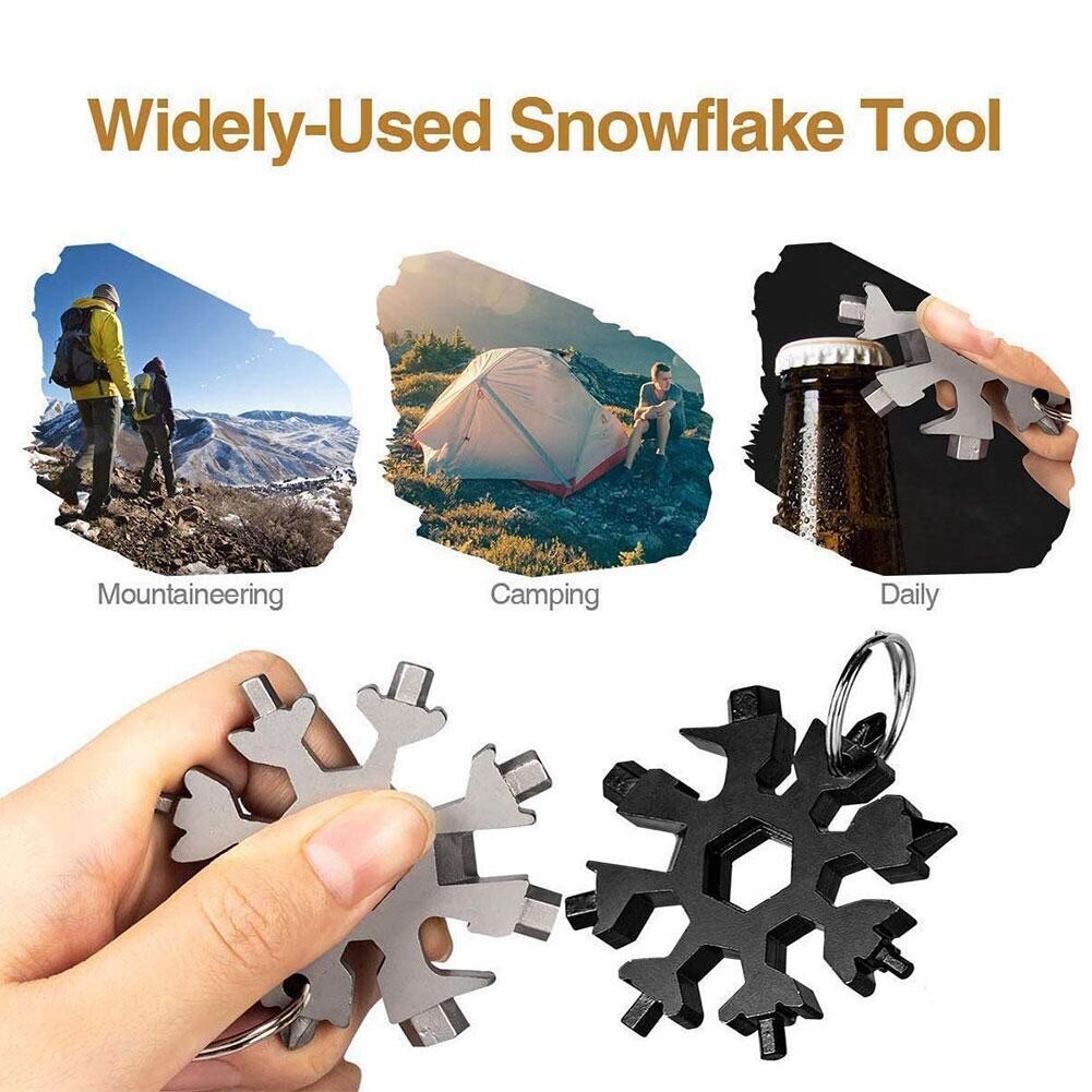 3pics 18 in 1 Portable Snowflake Multi Tool Stainless Tool (Black Silver +color)