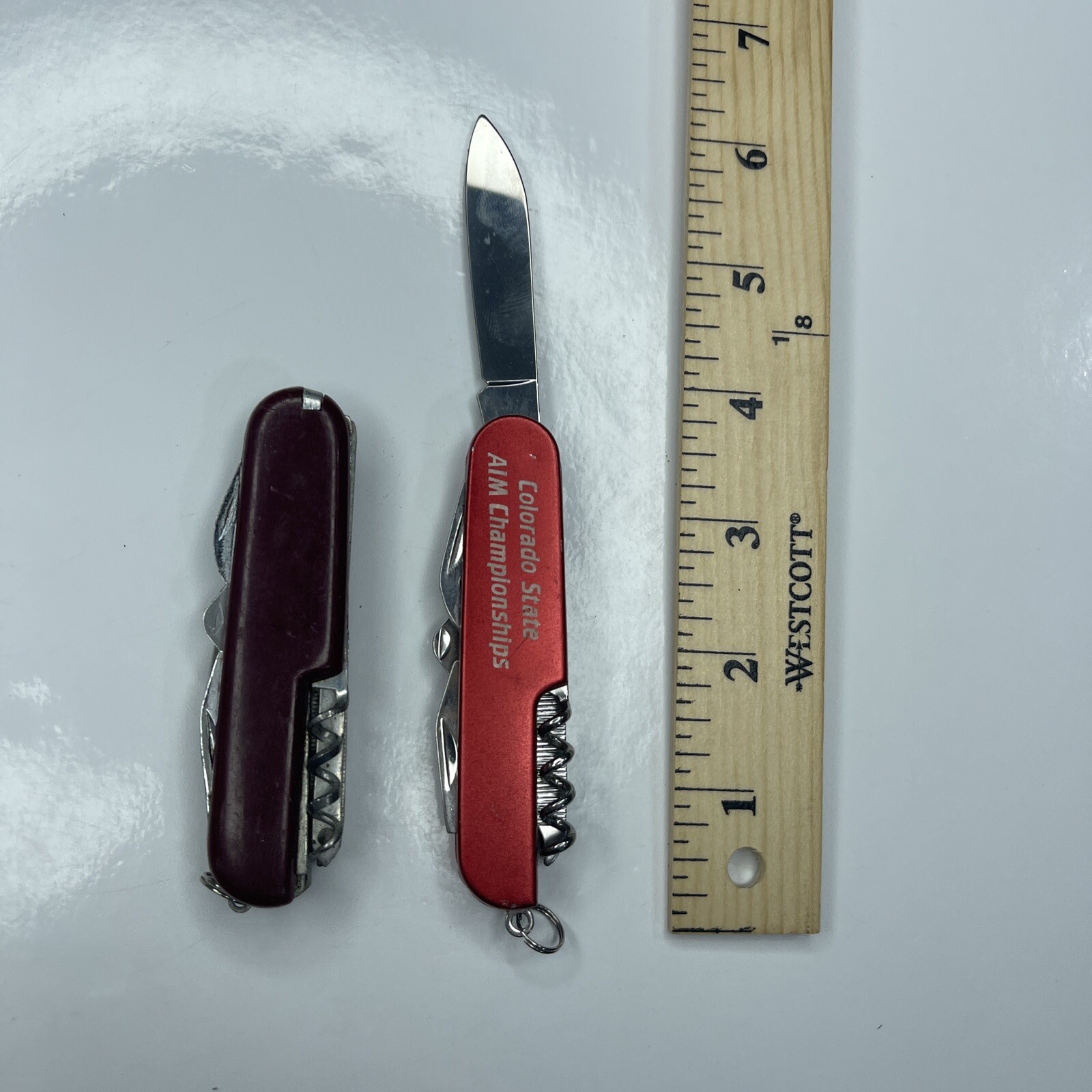 A8 Lot 2 Red Army Fold Utility Pocket Knife Stainless AIM Colorado Repair On Lt