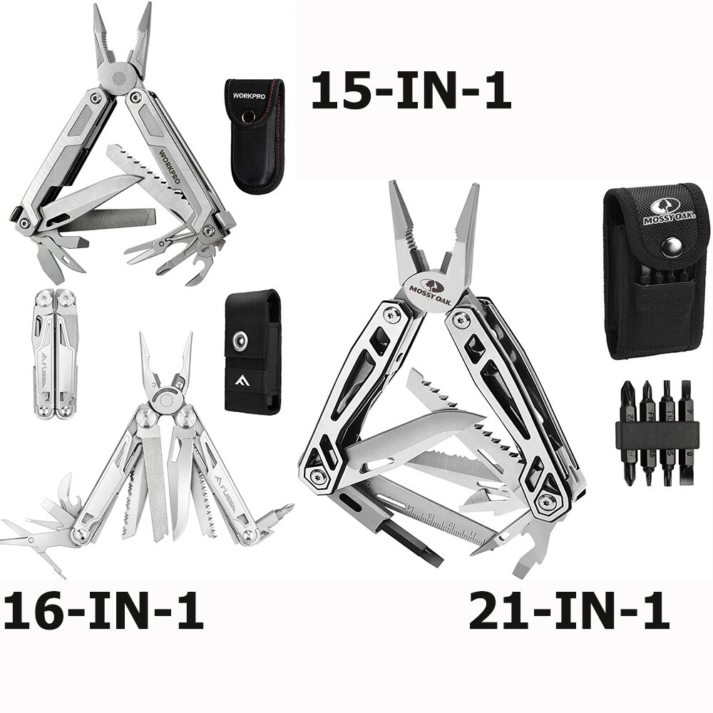 15-in-1/16-in-1/21-in-1 Multi-tool Pocket Knife Safety Locking and Sheath Steel