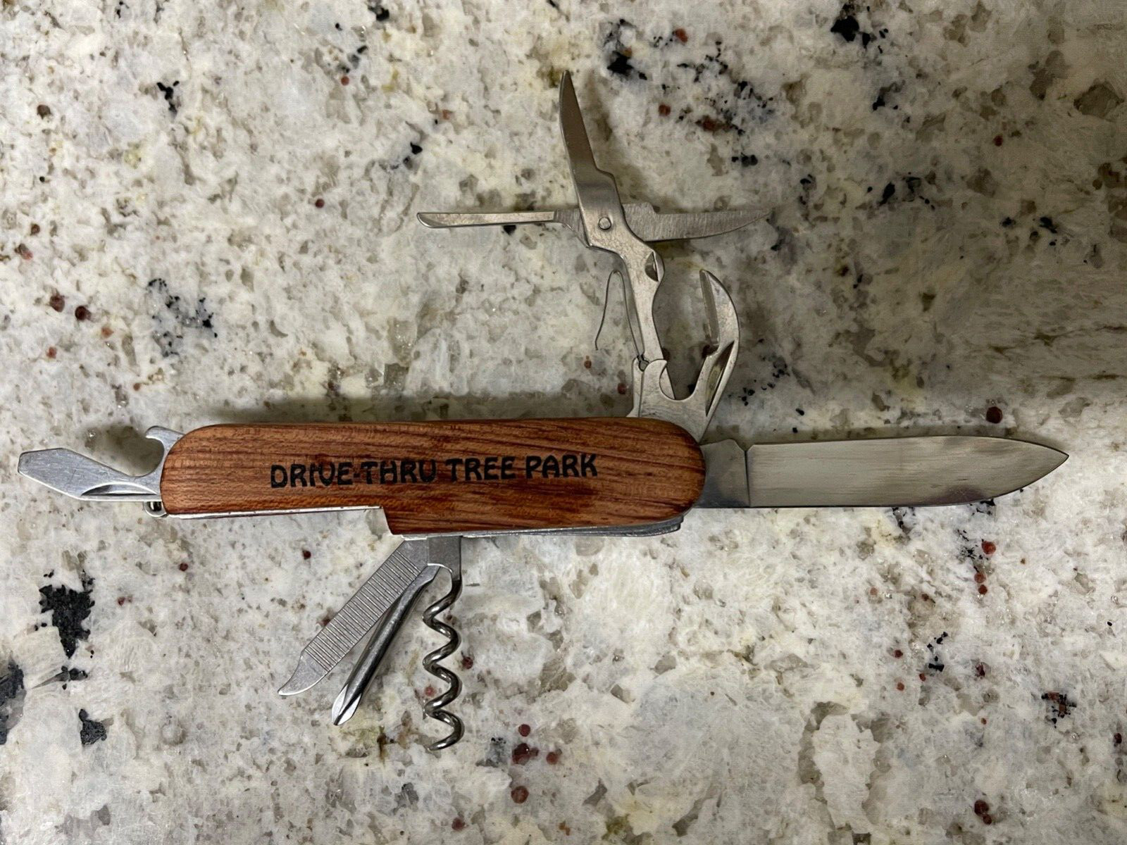 Vintage DriveThruTreePark Multi-Tool, Knife, Scissors, Key Ring Knife Very Good