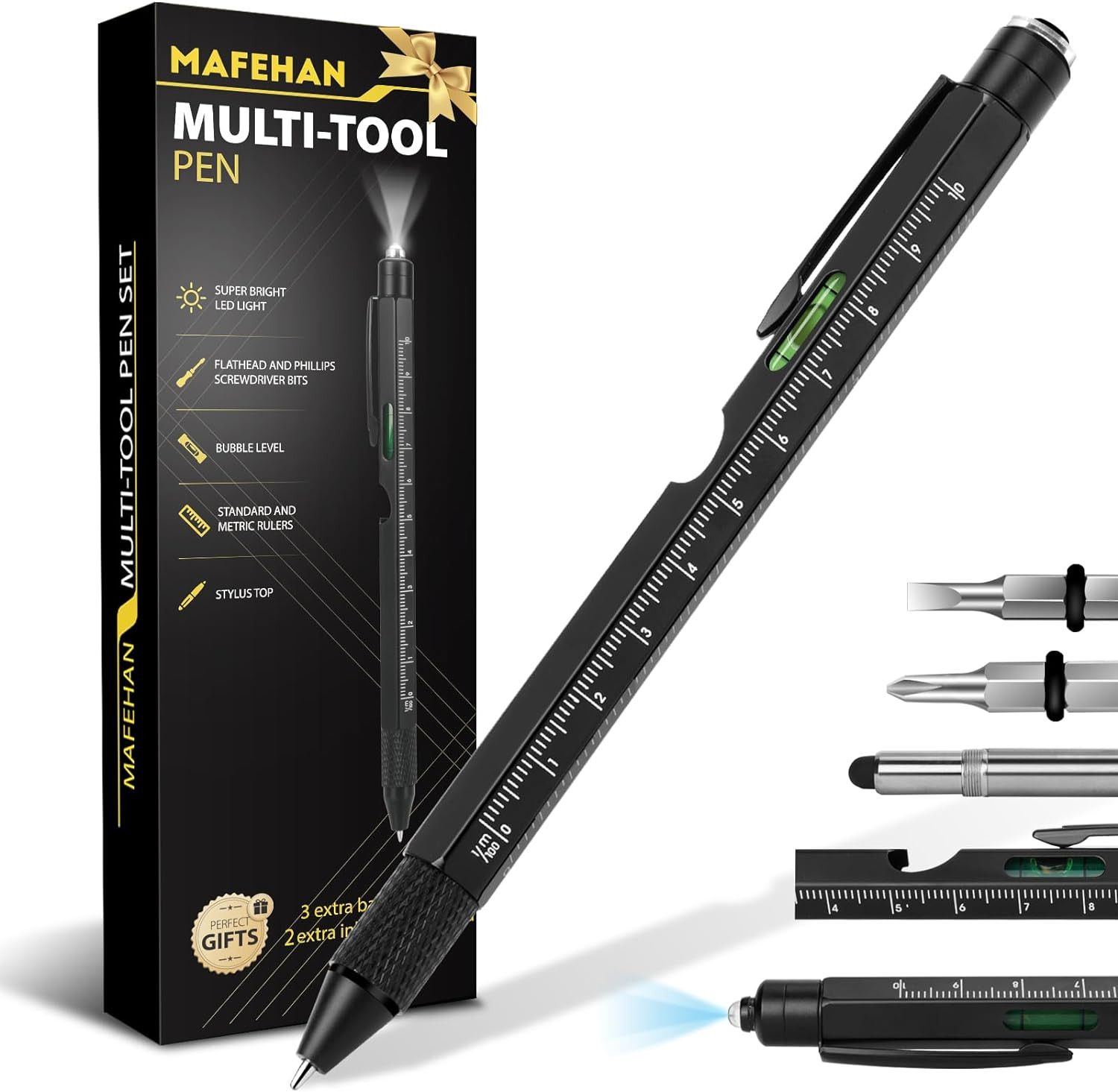 Fathers Day Dad Gifts from Daughter Son Wife, 9-In-1 Multitool Pen with LED Lig
