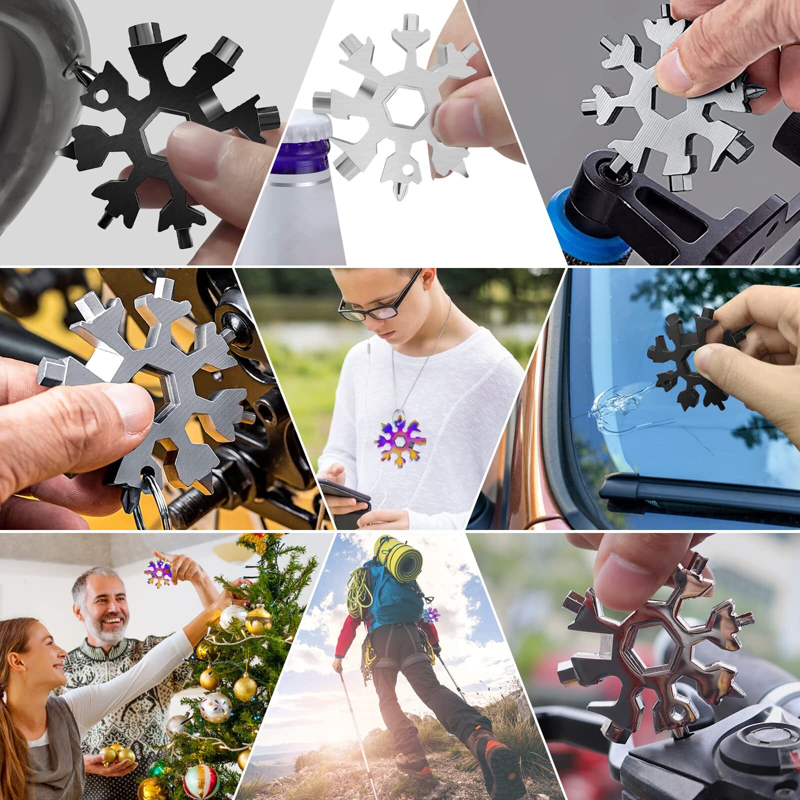 9 Packs Snowflake Multi Toolsnowflake Wrench/bottle Opener/screwdriver Kit 18 In