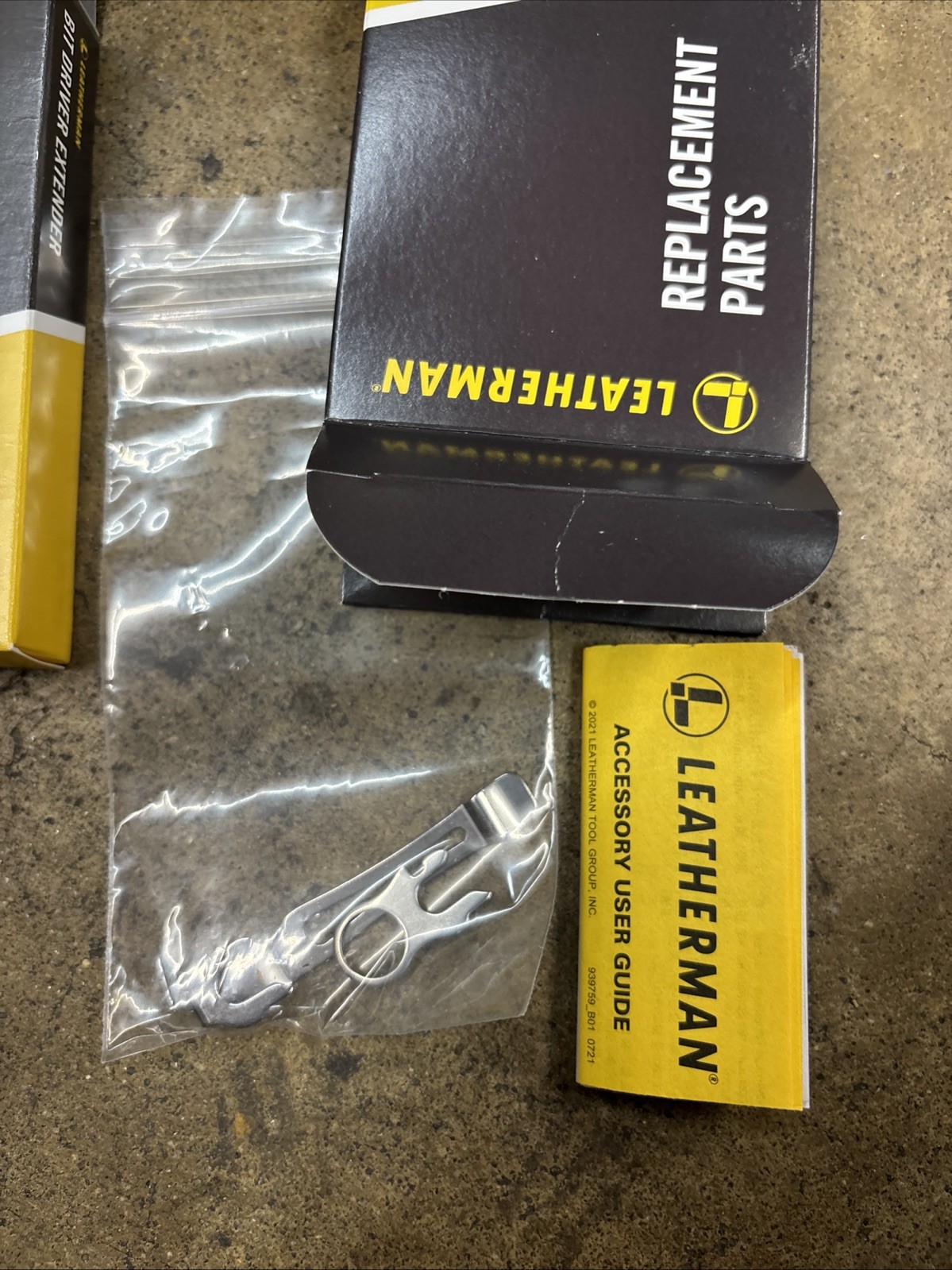 4x Leatherman Replacement Parts & 2x Leatherman Bit Driver Extenders.