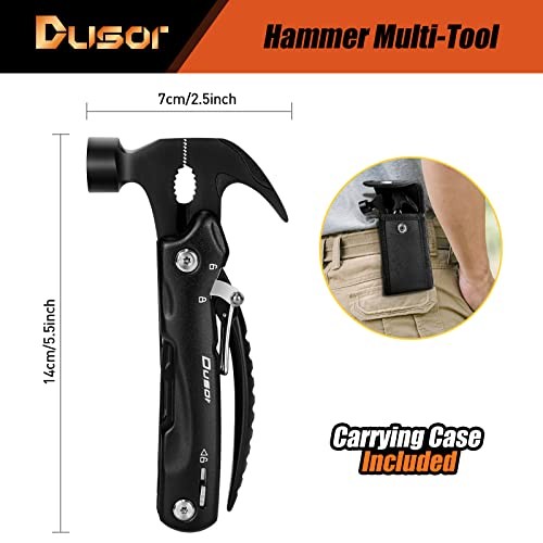 Gifts for Men 12 in 1 Hammer Multitool, Father’ s Day Gifts from Black