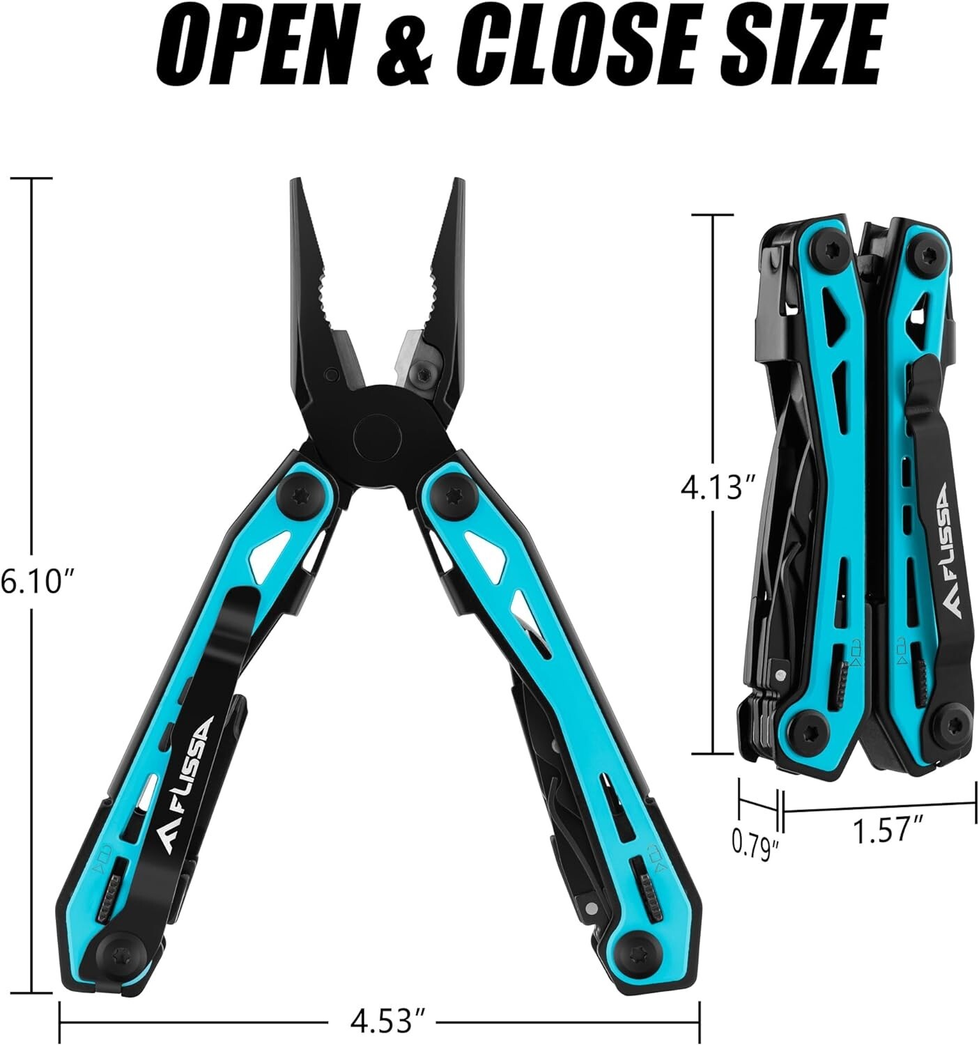 FLISSA 16-in-1 Multi Tool Pliers Stainless Steel EDC Multitool with Pocket Knife