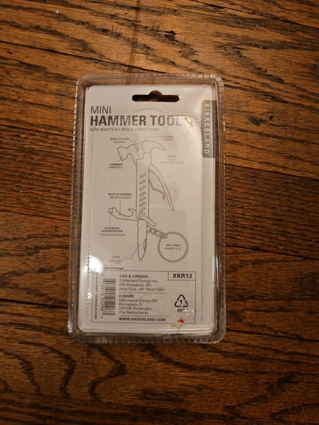 Kikkerland Wood Mini Hammer Tool 7-in-1 Multi Tool Mini Hammer KR13