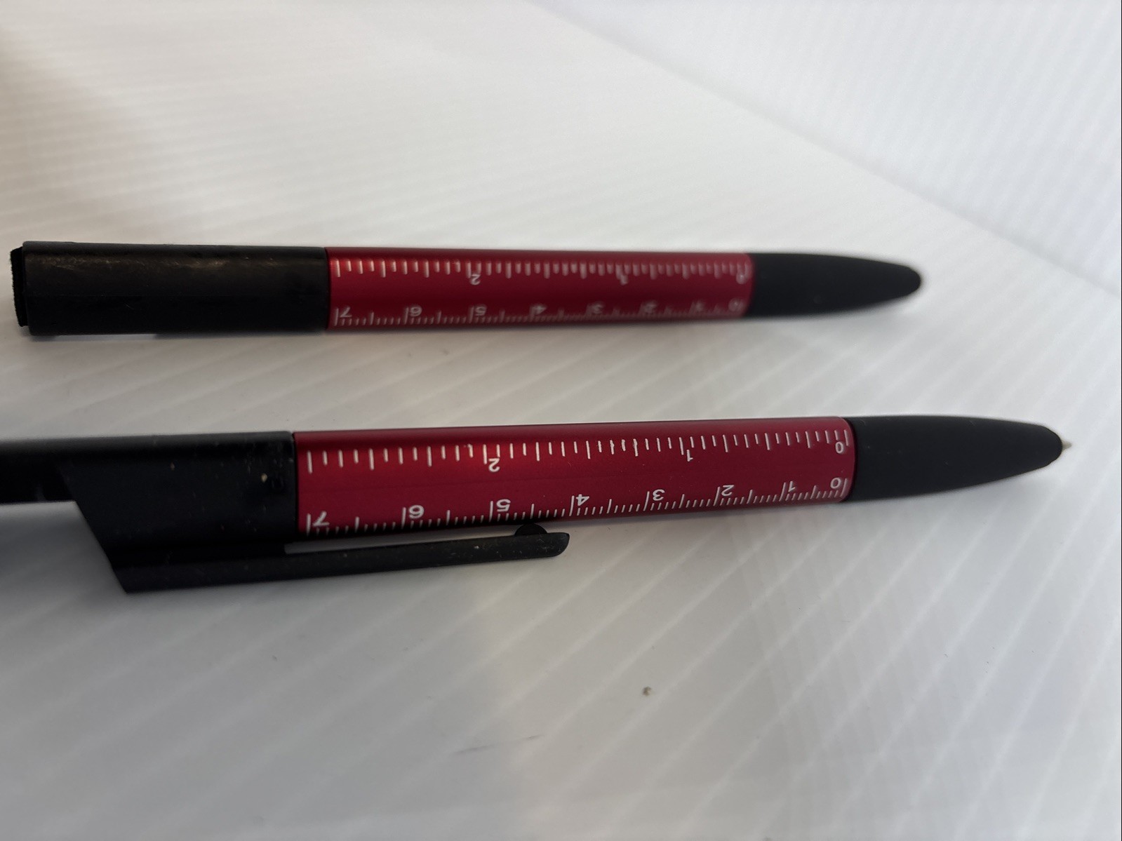 2 Red & Black Multi Tool Pen Screwdriver,level Ruler,ballpoint & Phone Holder