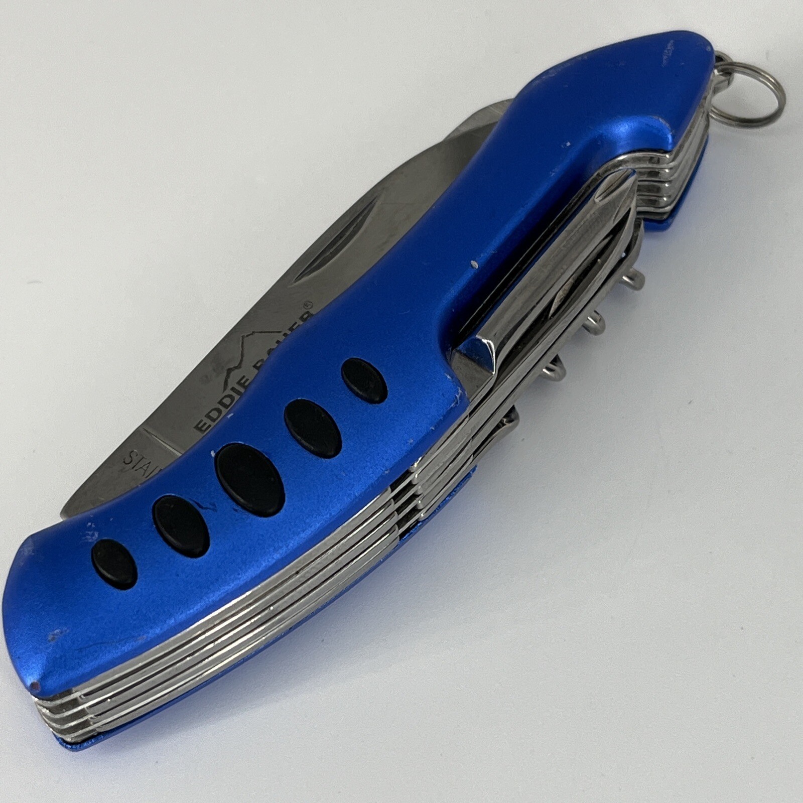 EDDIE BAUER Blue Pocket Knife Multi Tool – Stainless Steel – 11 Tools GREAT!