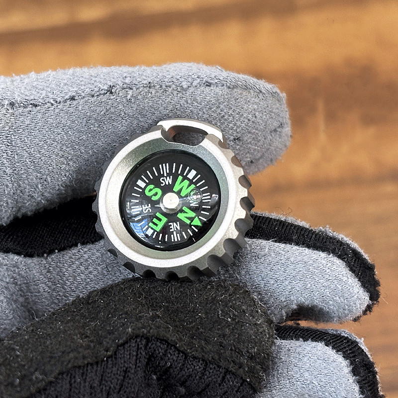 PEI Titanium Pocket Compass for Outdoor Camping Travel EDC Necklace Pendant DIY