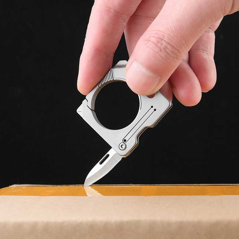 Titanium Alloy Keychain Carabiner Cutter Knife Outdoor Travel Camping Tool A++++