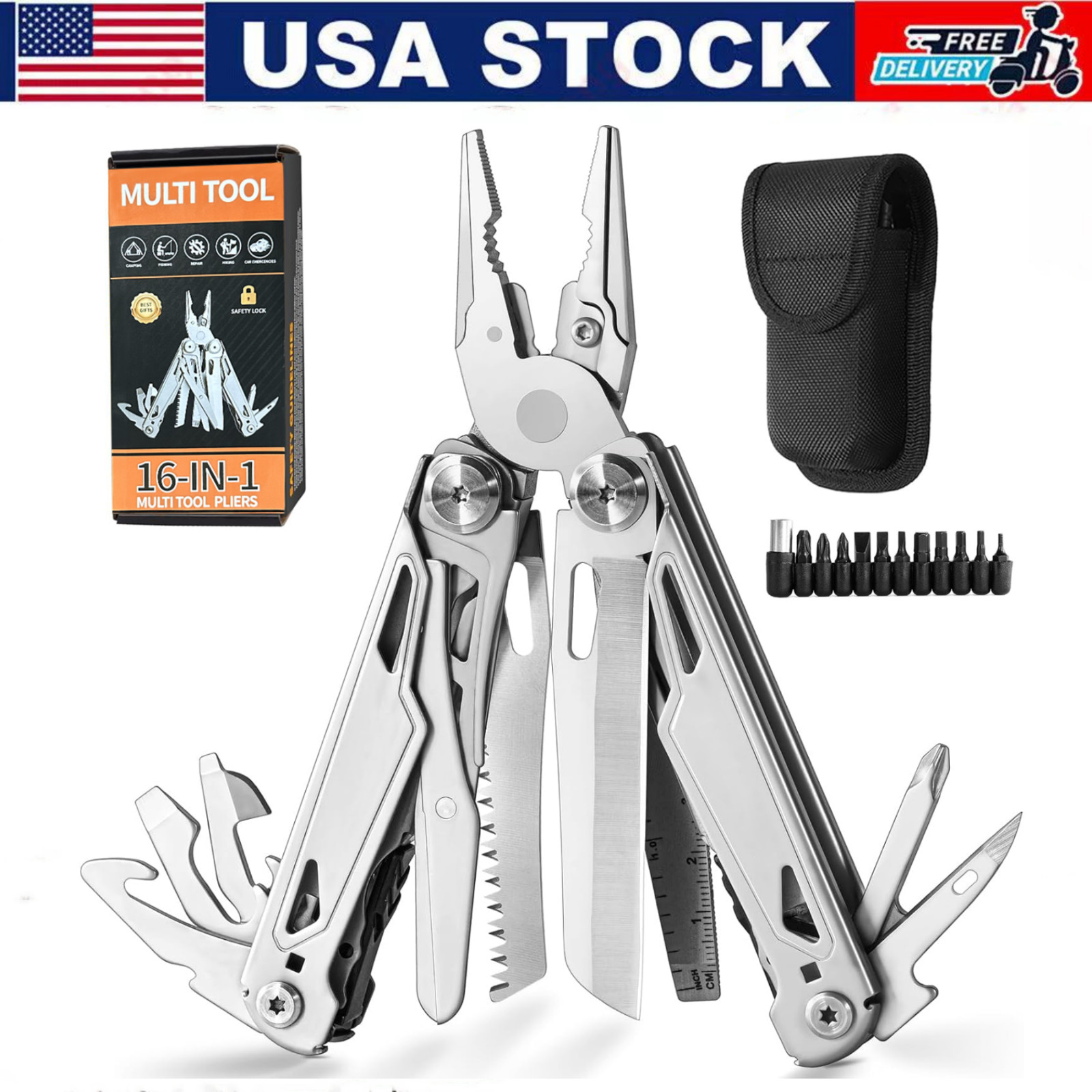 Multi Tool Pliers, 16 in 1 Stainless Steel Multipurpose tool for Adventures
