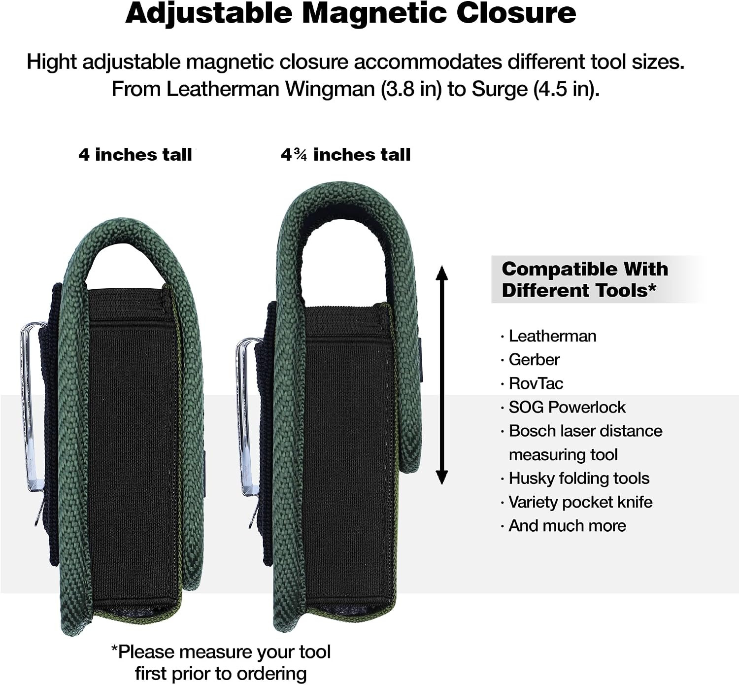 Magnetic Tool Sheath for Leatherman – Nylon Belt Pouch Fits Wave Plus, Wingman,