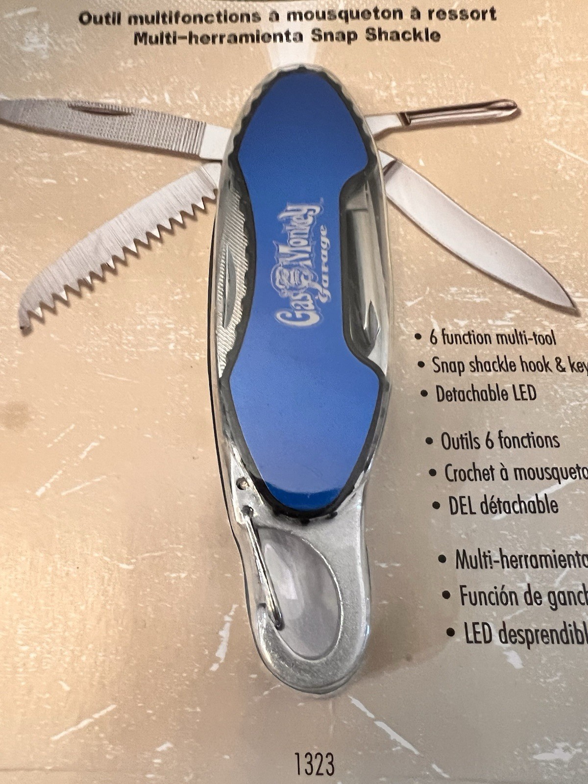 Gas Monkey Snap Shackle Multi-Tool Aluminum Handle Saw Blade File Drivers 1323