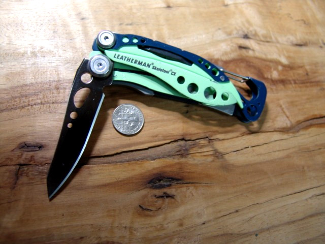 LEATHERMAN SKELETOOL CX-NAVY BLU & NEON GREEN-MULTI TOOL & RETIRED STYLE-EXCLN-2