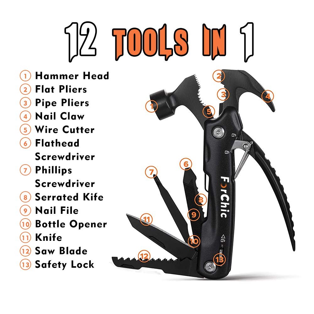 12 in 1 Hammer Multitool, Stocking Stuffers for Adults, Mens Gifts for Christ…