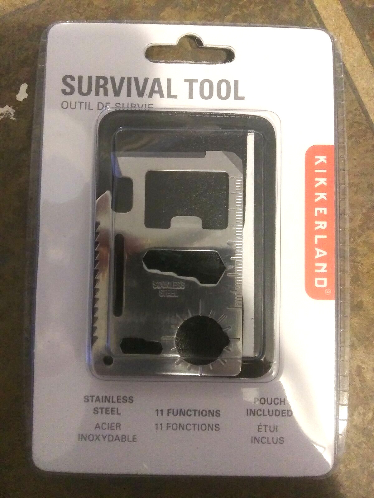 New in Package Kikkerland Survival Tool 11 Functions Stainless Steel with Pouch